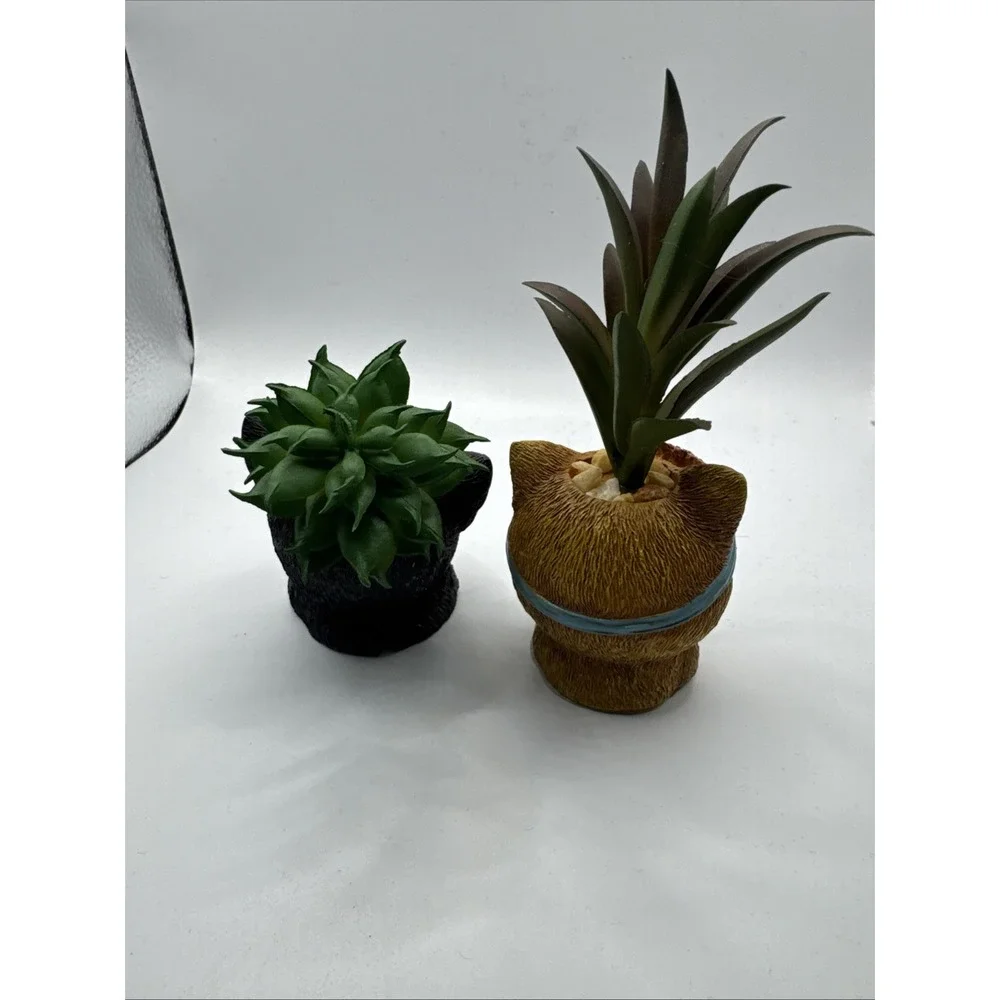 2 Purr-fect Planters Bradford Exchange‎ Artificial Plants Sweet Pea & Loki